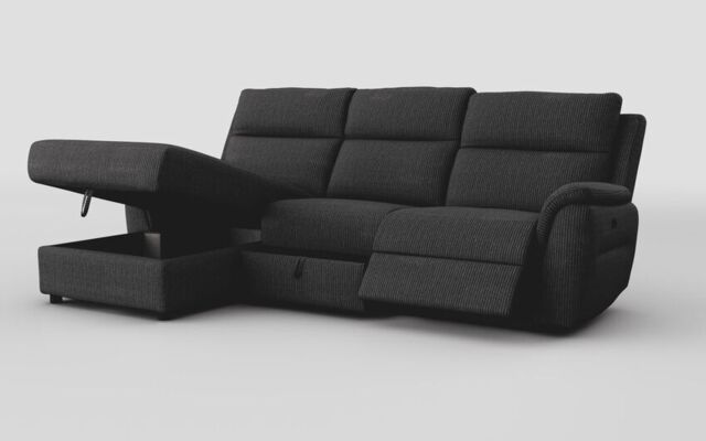 Sogliano 3 Seater Manual Recliner Sofa With Drawer & Left Hand Facing Storage Chaise  - poltronesofà at ScS