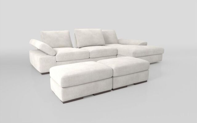 Savazza 4 Seater Sofa with Adjustable Back Rest Right Hand Facing Lounger & Two Ottoman Footstools  - poltronesofà at ScS