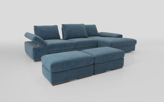 Savazza 4 Seater Sofa with Adjustable Back Rest Right Hand Facing Lounger & Two Ottoman Footstools - poltronesofà at ScS