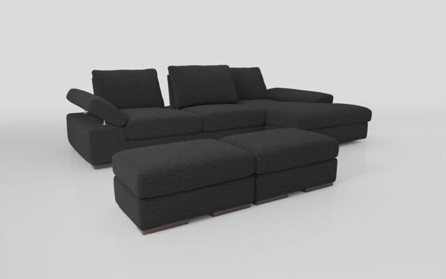 Savazza 4 Seater Sofa with Adjustable Back Rest Right Hand Facing Lounger & Two Ottoman Footstools - poltronesofà at ScS