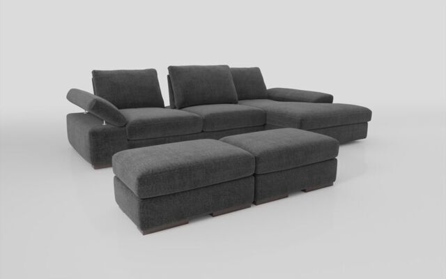 Savazza 4 Seater Sofa with Adjustable Back Rest Right Hand Facing Lounger & Two Ottoman Footstools - poltronesofà at ScS