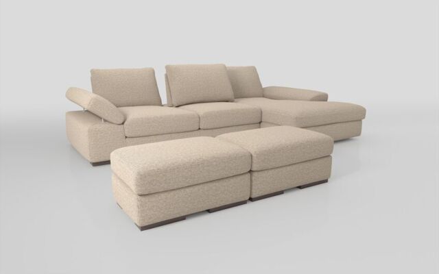 Savazza 4 Seater Sofa with Adjustable Back Rest Right Hand Facing Lounger & Two Ottoman Footstools - poltronesofà at ScS