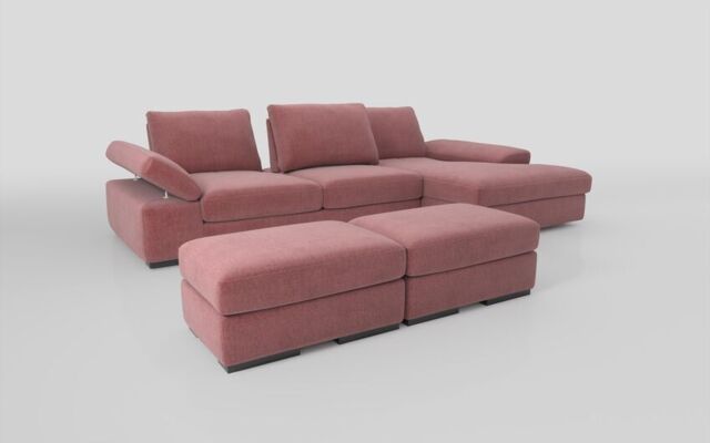 Savazza 4 Seater Sofa with Adjustable Back Rest Right Hand Facing Lounger & Two Ottoman Footstools - poltronesofà at ScS