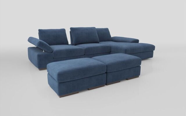 Savazza 4 Seater Sofa with Adjustable Back Rest Right Hand Facing Lounger & Two Ottoman Footstools  - poltronesofà at ScS