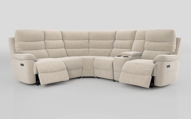 Ossett 2 Corner 2 Power Sofa with Right Hand Facing Console & Head Tilt - poltronesofà at ScS