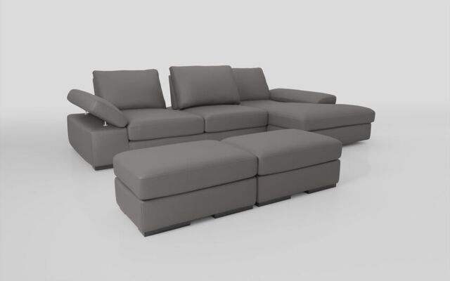 Savazza 4 Seater Sofa with Adjustable Back Rest Right Hand Facing Lounger & Two Ottoman Footstools  - poltronesofà at ScS