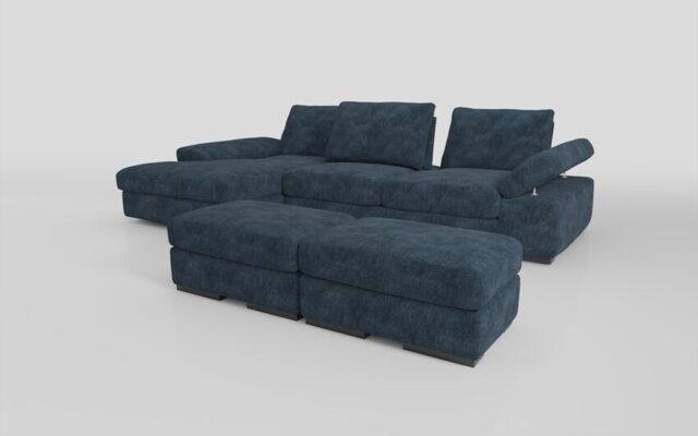 Savazza 4 Seater Sofa with Left Hand Facing Lounger & Two Ottoman Footstools - poltronesofà at ScS
