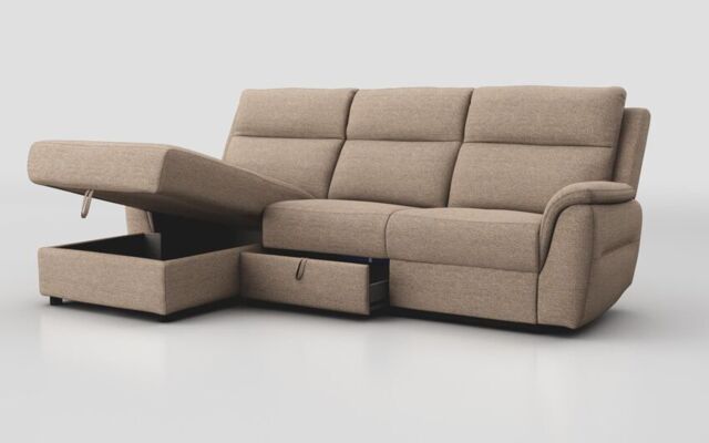 Sogliano 3 Seater Sofa With Drawer & Left Hand Facing Storage Chaise - poltronesofà at ScS