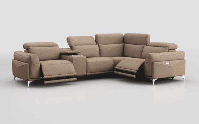 Gattolino 1 Corner 2 Power Recliner Sofa with Manual Head Tilt & Console  - poltronesofà at ScS