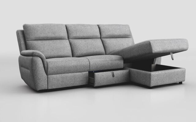 Sogliano 3 Seater Sofa With Drawer & Right Hand Facing Storage Chaise  - poltronesofà at ScS
