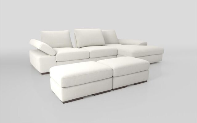 Savazza 4 Seater Sofa with Adjustable Back Rest Right Hand Facing Lounger & Two Ottoman Footstools - poltronesofà at ScS
