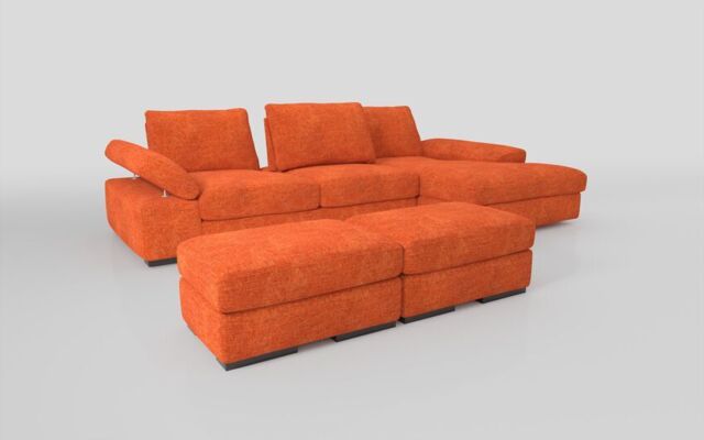 Savazza 4 Seater Sofa with Adjustable Back Rest Right Hand Facing Lounger & Two Ottoman Footstools - poltronesofà at ScS