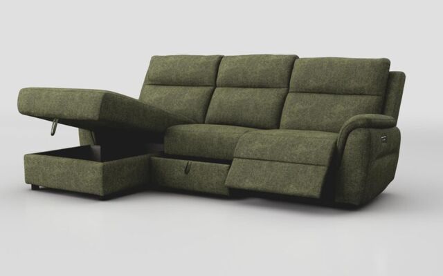Sogliano 3 Seater Power Recliner Sofa With Drawer & Left Hand Facing Storage Chaise  - poltronesofà at ScS