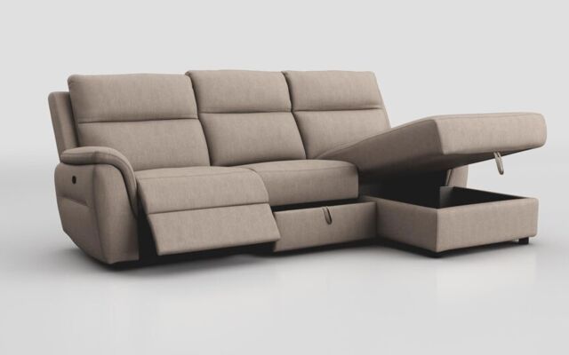 Sogliano 3 Seater Manual Recliner Sofa With Drawer & Right Hand Facing Storage Chaise - poltronesofà at ScS