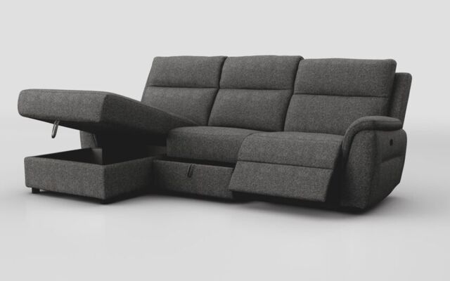 Sogliano 3 Seater Manual Recliner Sofa With Drawer & Left Hand Facing Storage Chaise  - poltronesofà at ScS