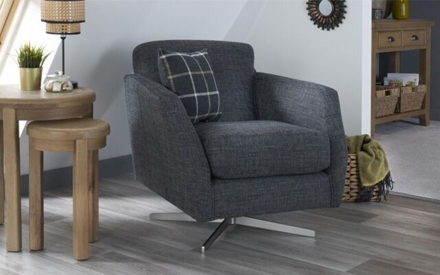 Theo Fabric Plain Swivel Chair - poltronesofà at ScS