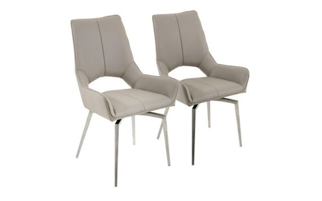 ScS Signature Lisbon Pair of Taupe Swivel Dining Chairs