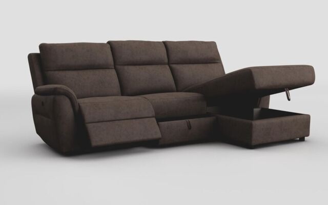 Sogliano 3 Seater Manual Recliner Sofa With Drawer & Right Hand Facing Storage Chaise - poltronesofà at ScS