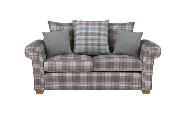 Inspire Brown Roseland Fabric 2 Seater Scatter Back Sofa