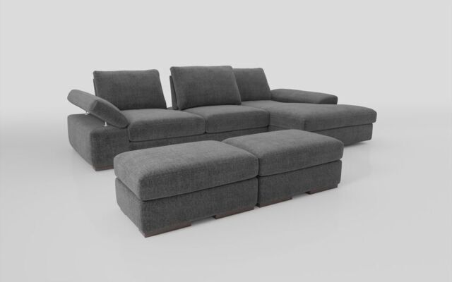 Savazza 4 Seater Sofa with Adjustable Back Rest Right Hand Facing Lounger & Two Ottoman Footstools - poltronesofà at ScS