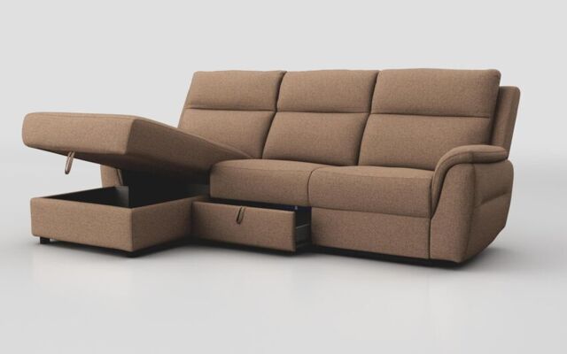 Sogliano 3 Seater Sofa With Drawer & Left Hand Facing Storage Chaise - poltronesofà at ScS