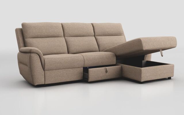 Sogliano 3 Seater Sofa With Drawer & Right Hand Facing Storage Chaise - poltronesofà at ScS