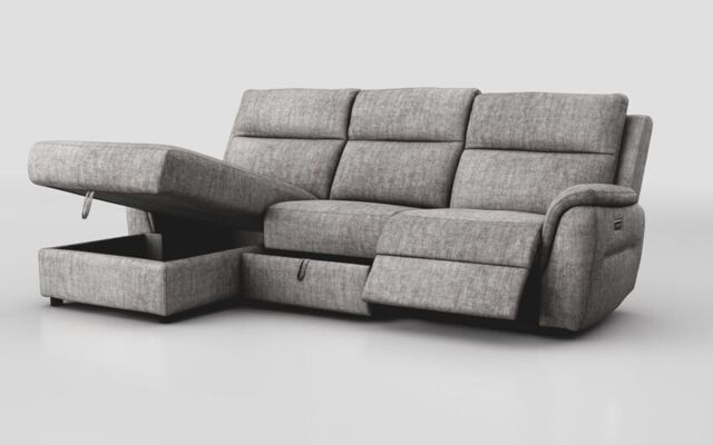 Sogliano 3 Seater Power Recliner Sofa With Drawer & Left Hand Facing Storage Chaise - poltronesofà at ScS