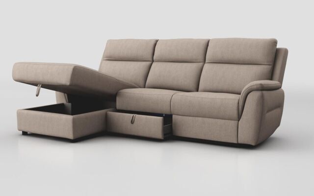 Sogliano 3 Seater Sofa With Drawer & Left Hand Facing Storage Chaise  - poltronesofà at ScS