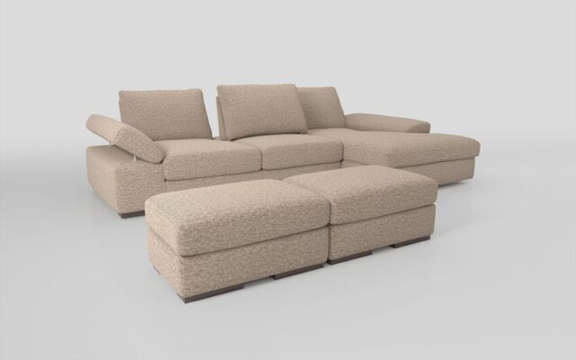Savazza 4 Seater Sofa with Adjustable Back Rest Right Hand Facing Lounger & Two Ottoman Footstools  - poltronesofà at ScS