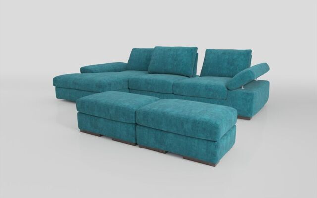 Savazza 4 Seater Sofa with Left Hand Facing Lounger & Two Ottoman Footstools - poltronesofà at ScS