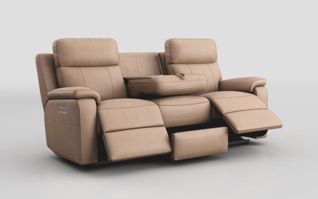 Calboli 3 Seater Power Recliner Sofa with Power Head Tilt, Lumbar, Drawer & Table - poltronesofà at ScS