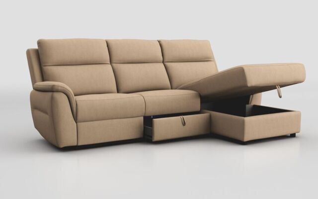 Sogliano 3 Seater Manual Recliner Sofa With Drawer & Right Hand Facing Storage Chaise - poltronesofà at ScS