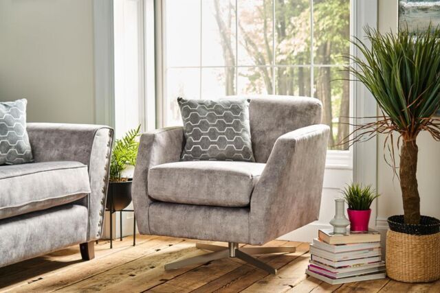 ScS Living Eliza Fabric Plain Swivel Chair