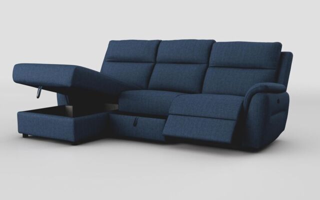 Sogliano 3 Seater Manual Recliner Sofa With Drawer & Left Hand Facing Storage Chaise - poltronesofà at ScS
