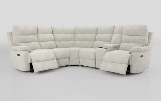 Ossett 2 Corner 2 Power Sofa with Right Hand Facing Console & Head Tilt  - poltronesofà at ScS
