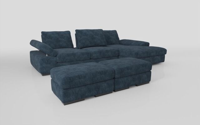 Savazza 4 Seater Sofa with Adjustable Back Rest Right Hand Facing Lounger & Two Ottoman Footstools - poltronesofà at ScS