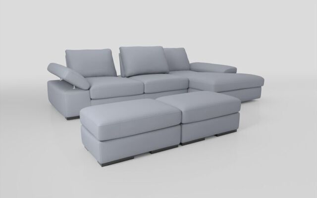 Savazza 4 Seater Sofa with Adjustable Back Rest Right Hand Facing Lounger & Two Ottoman Footstools  - poltronesofà at ScS