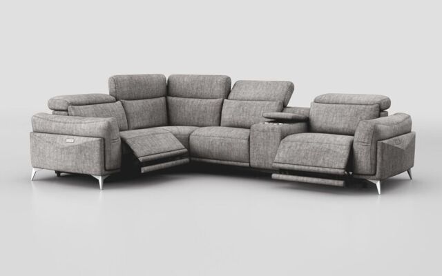 Gattolino 1 Corner 2 Power Recliner Sofa with Manual Head Tilt & Console - poltronesofà at ScS