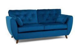 Hoxton Blue 3 Seater Sofa - Fabric 3 Seater Sofa