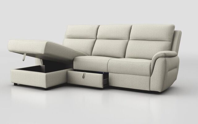 Sogliano 3 Seater Sofa With Drawer & Left Hand Facing Storage Chaise - poltronesofà at ScS