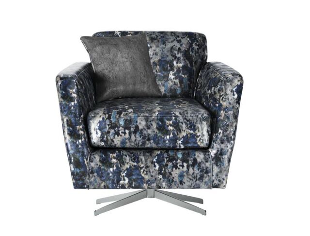 ScS Living Blue Esme Fabric Patterned Swivel Chair