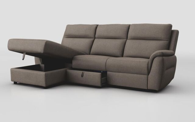 Sogliano 3 Seater Sofa With Drawer & Left Hand Facing Storage Chaise  - poltronesofà at ScS