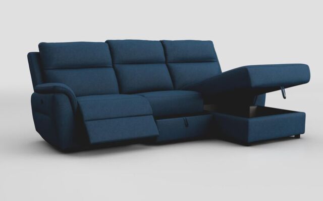 Sogliano 3 Seater Manual Recliner Sofa With Drawer & Right Hand Facing Storage Chaise - poltronesofà at ScS