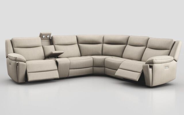 Villa 3 Corner 3 Power Recliner Sofa & Console with Lights  - poltronesofà at ScS