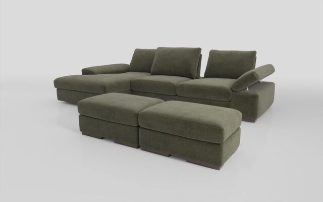 Savazza 4 Seater Sofa with Left Hand Facing Lounger & Two Ottoman Footstools - poltronesofà at ScS