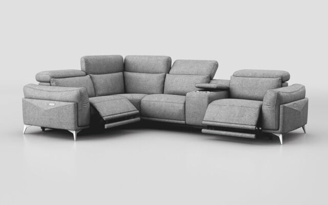 Gattolino 1 Corner 2 Power Recliner Sofa with Manual Head Tilt & Console - poltronesofà at ScS