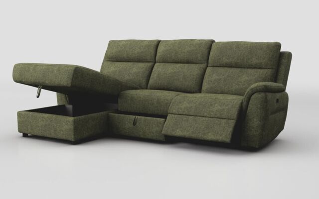 Sogliano 3 Seater Manual Recliner Sofa With Drawer & Left Hand Facing Storage Chaise  - poltronesofà at ScS