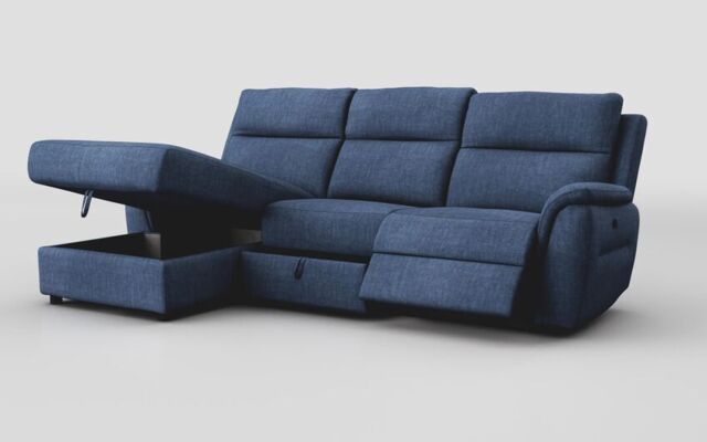 Sogliano 3 Seater Manual Recliner Sofa With Drawer & Left Hand Facing Storage Chaise - poltronesofà at ScS