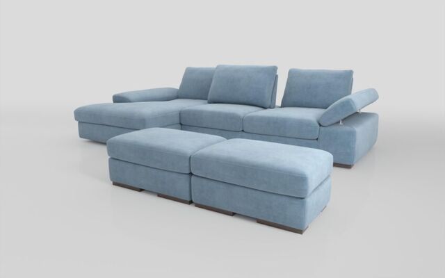 Savazza 4 Seater Sofa with Left Hand Facing Lounger & Two Ottoman Footstools - poltronesofà at ScS