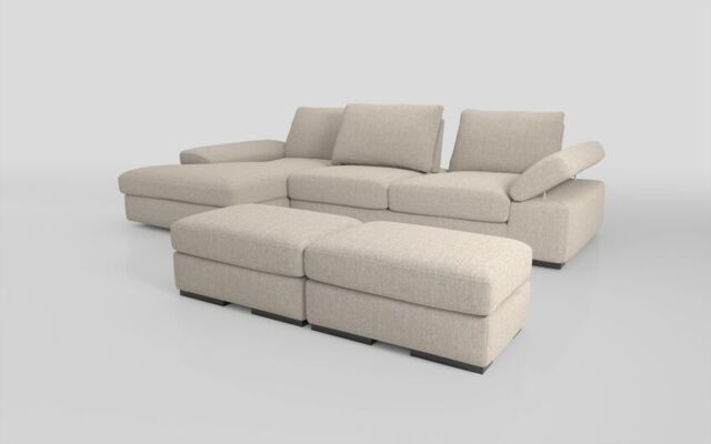 Savazza 4 Seater Sofa with Left Hand Facing Lounger & Two Ottoman Footstools - poltronesofà at ScS